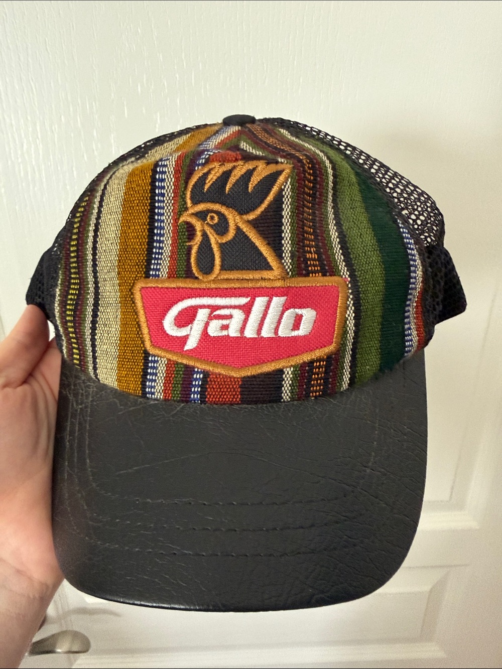 Multicolor Striped Trucker Cap with Black Brim